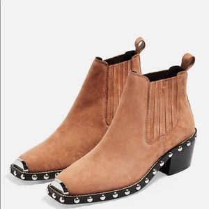 Topshop Dusty Rose Studded Alana Booties